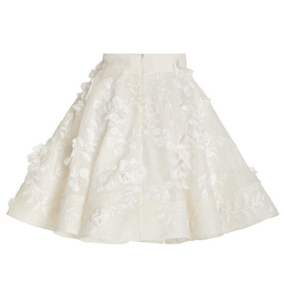 Zimmermann Postcard Floral-Appliqued Linen-Silk Full Mini Skirt Size Zimm 1 - Picture 10 of 16